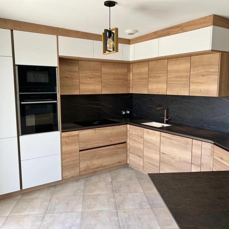 Modern Wood & Black Stone Kitchen Renovation