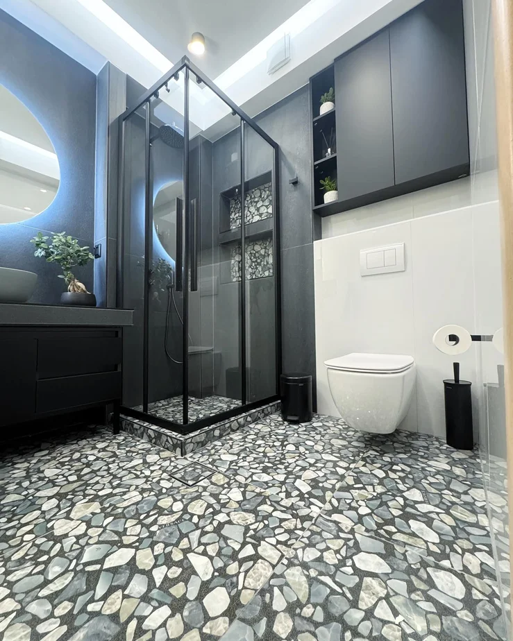 Modern Terrazzo & Charcoal Bathroom Renovation